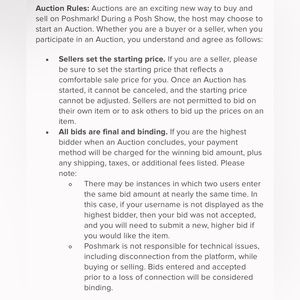 Posh Live Auction Rules, I don't cancel!